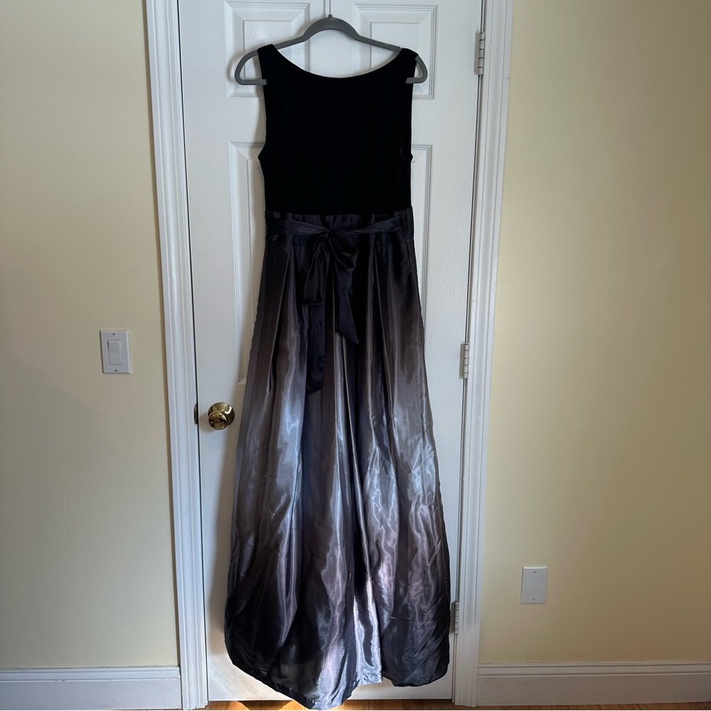SLNY Black/Grey Ombré Satin Ballgown 16